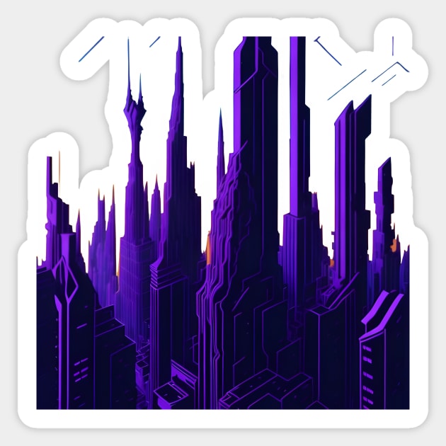 Purple cityscape Sticker by emeka